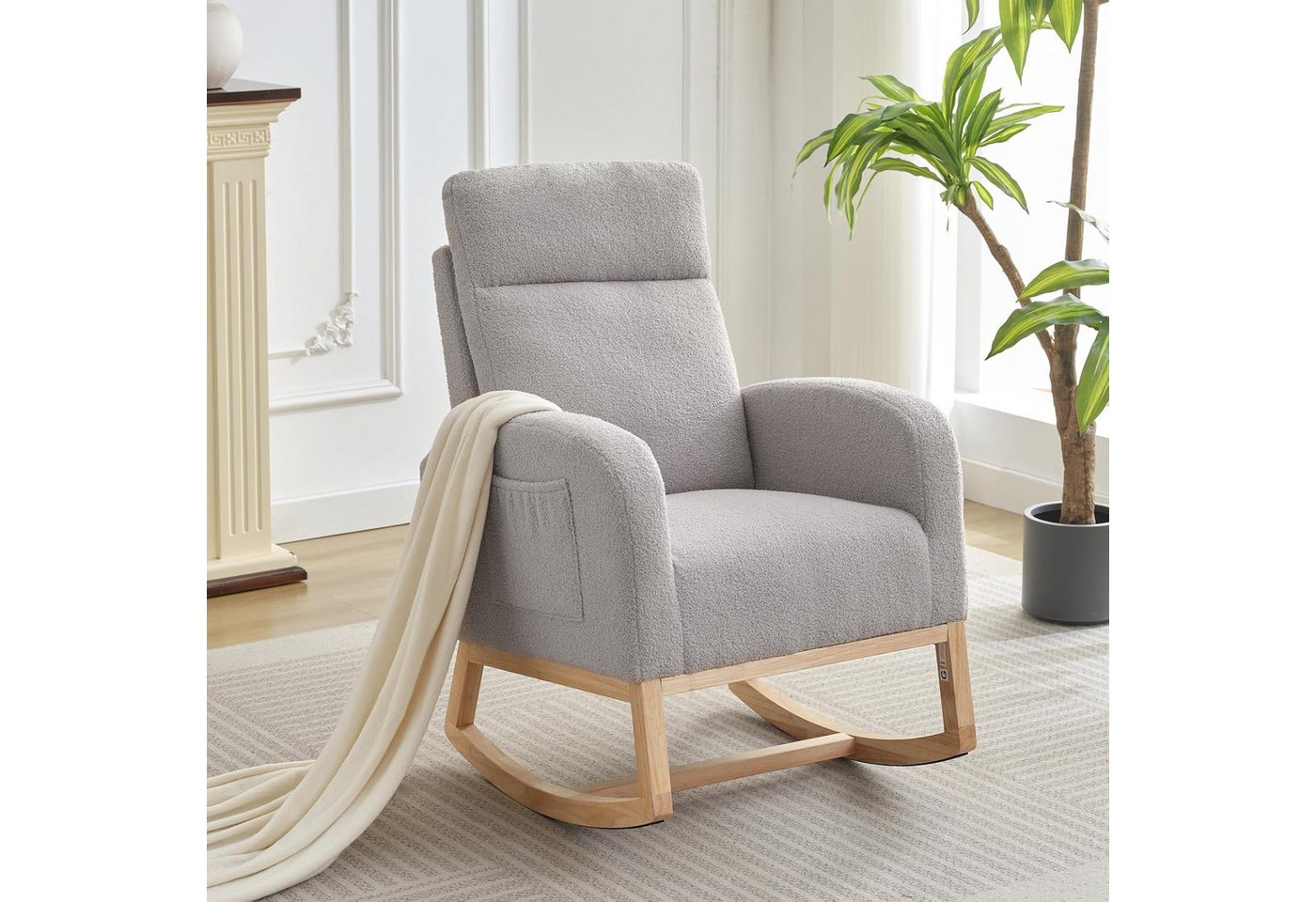 GarveeMore Schaukelstuhl mit Seitentasche,hoher Rückenlehne,gepolsterter Sitz, Akzentsessel für Wohnzimmer,Kinderzimmer,Schlafzimmer GarveeMore Schaukelstuhl mit Seitentasche,hoher Rückenlehne,gepolsterter Sitz, Akzentsessel für Wohnzimmer,Kinderzimmer,Schlafzimmer von GarveeMore