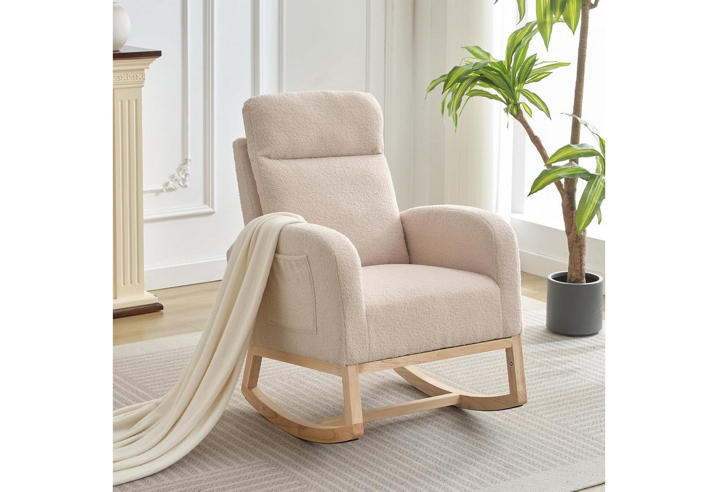 GarveeMore Schaukelstuhl mit Seitentasche,hoher Rückenlehne,gepolsterter Sitz, Akzentsessel für Wohnzimmer,Kinderzimmer,Schlafzimmer GarveeMore Schaukelstuhl mit Seitentasche,hoher Rückenlehne,gepolsterter Sitz, Akzentsessel für Wohnzimmer,Kinderzimmer,Schlafzimmer von GarveeMore
