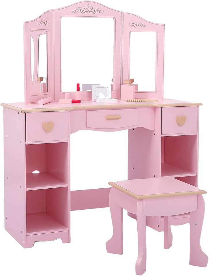 GarveeMore Schminktisch Kinderschminktisch mit Hocker Kinder Schminktisch Mädchen GarveeMore Schminktisch Kinderschminktisch mit Hocker Kinder Schminktisch Mädchen von GarveeMore