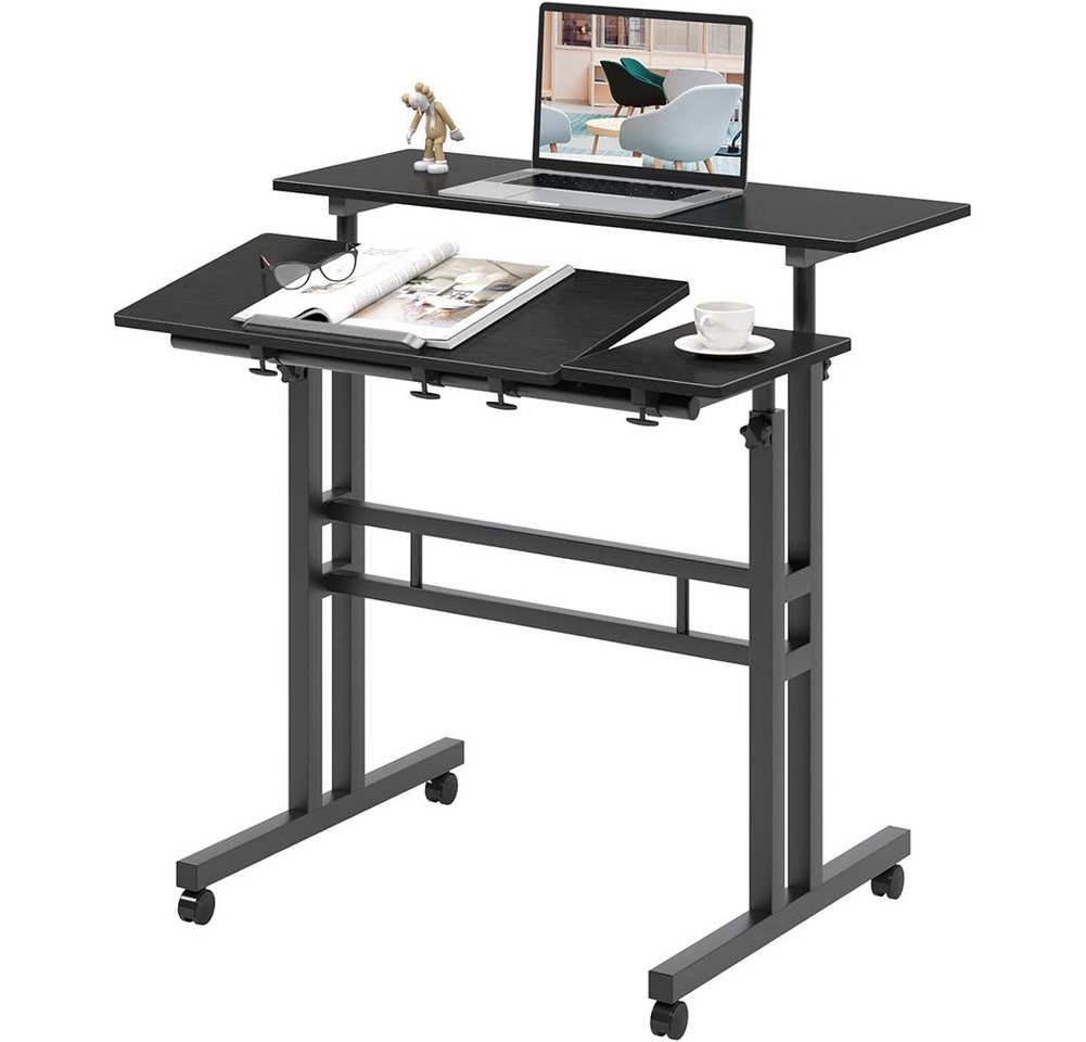 GarveeMore Schreibtisch Mobiler Schreibtisch verstellbarer Computer-Tisch Rad-Laptop-Tisch von GarveeMore