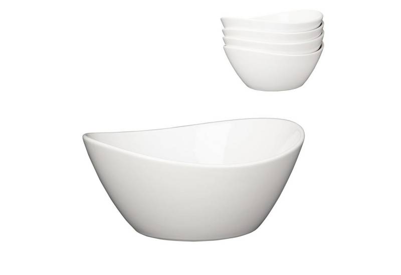 GarveeMore Schüssel 4PCS 42-Unzen-Porzellanschüsseln-Set,Suppenschüsseln Salatschüsseln, Für Reis,Müsli,Nudeln,Suppe,Obst,Abendessen,tiefe Schüsseln Weiß von GarveeMore