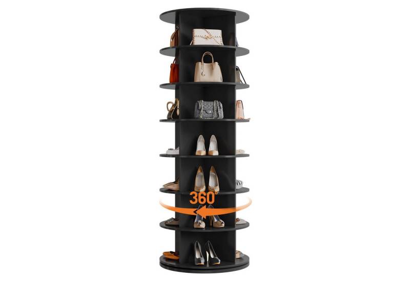 GarveeMore Schuhregal 7-stufiges drehbares Schuhregal,Rund 360° drehbar VertikalSchuhauslage, freistehender drehbarer Schuhhalter,für den Eingangsbereich 59x59x163 von GarveeMore