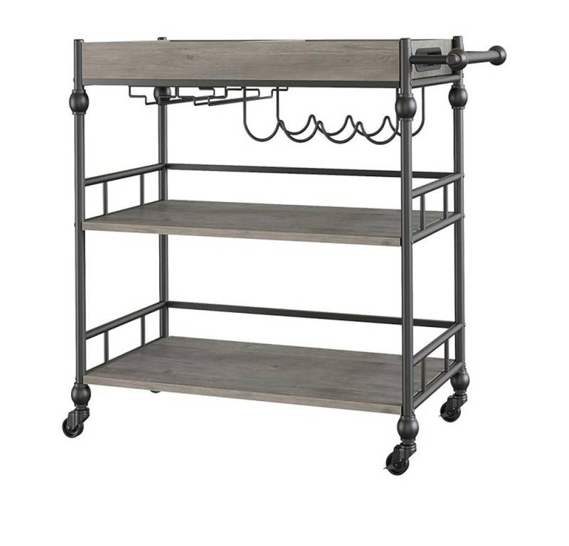GarveeMore Servierwagen Bar Cart mit Rädern 3-Tier Rolling Servierwagen mit Weinregal von GarveeMore