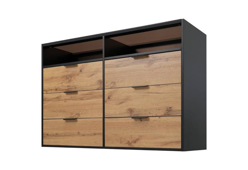 GarveeMore Sideboard Kommode Sideboard, mit 6 Schubladen und 2 Fächern,kippsicher,120x40x80cm,Eiche von GarveeMore