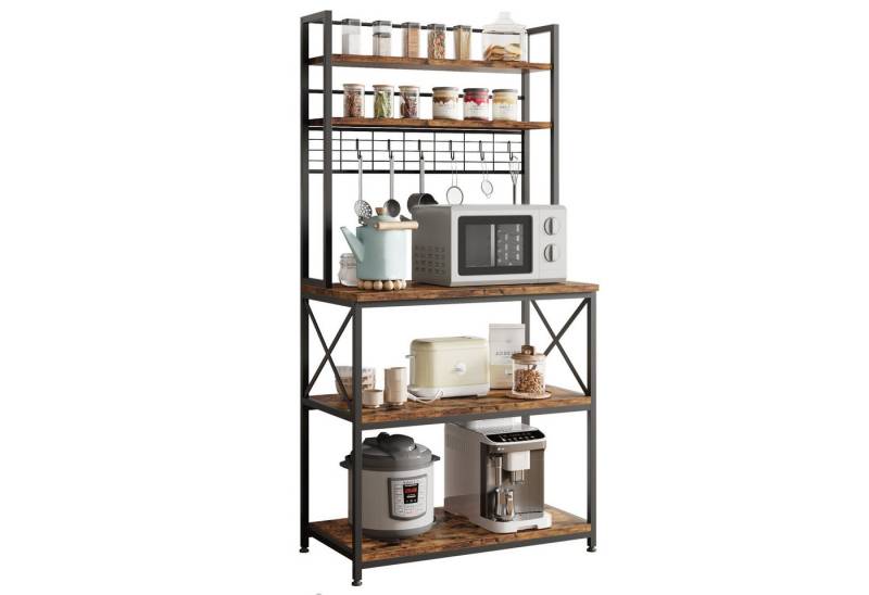 GarveeMore Standregal Mikrowellen-Regal Küchenregal-Standregal mit 5 Regalebenen und 6 Haken GarveeMore Standregal Mikrowellen-Regal Küchenregal-Standregal mit 5 Regalebenen und 6 Haken von GarveeMore