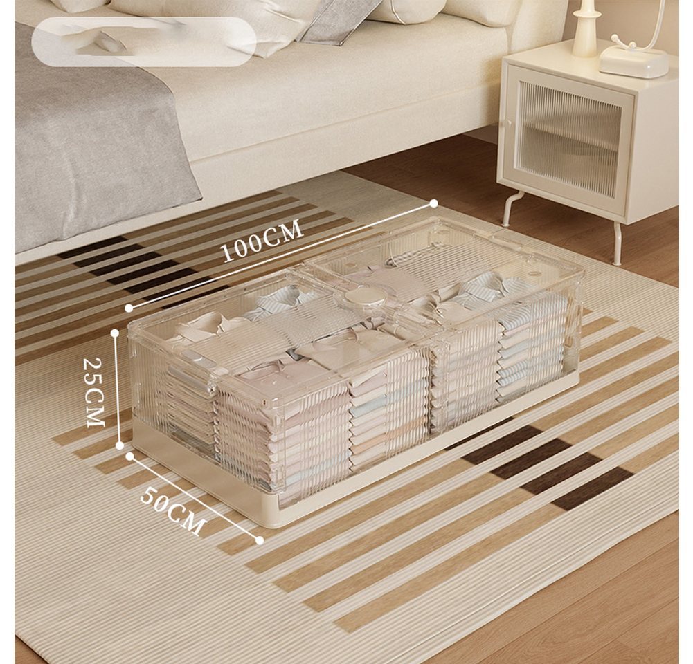 GarveeMore Stauraumschrank 2PCS Plastik Bett Unterseite Klappbar Aufbewahrungsbox RolleStaubdicht 100X50X25CM Durchsichtig Aufbewahrungsbox Spielzeug KleidungSteppdecke GarveeMore Stauraumschrank 2PCS Plastik Bett Unterseite Klappbar Aufbewahrungsbox RolleStaubdicht 100X50X25CM Durchsichtig Aufbewahrungsbox Spielzeug KleidungSteppdecke von GarveeMore