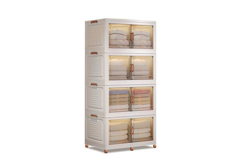 GarveeMore Stauraumvitrine Plastik Garderobe Snack Schrank Aufbewahrungsbox Schrank Schließfach Wohnbereich Zuhause Aufbewahrung Schrank Klappbar Vier Lagen von GarveeMore