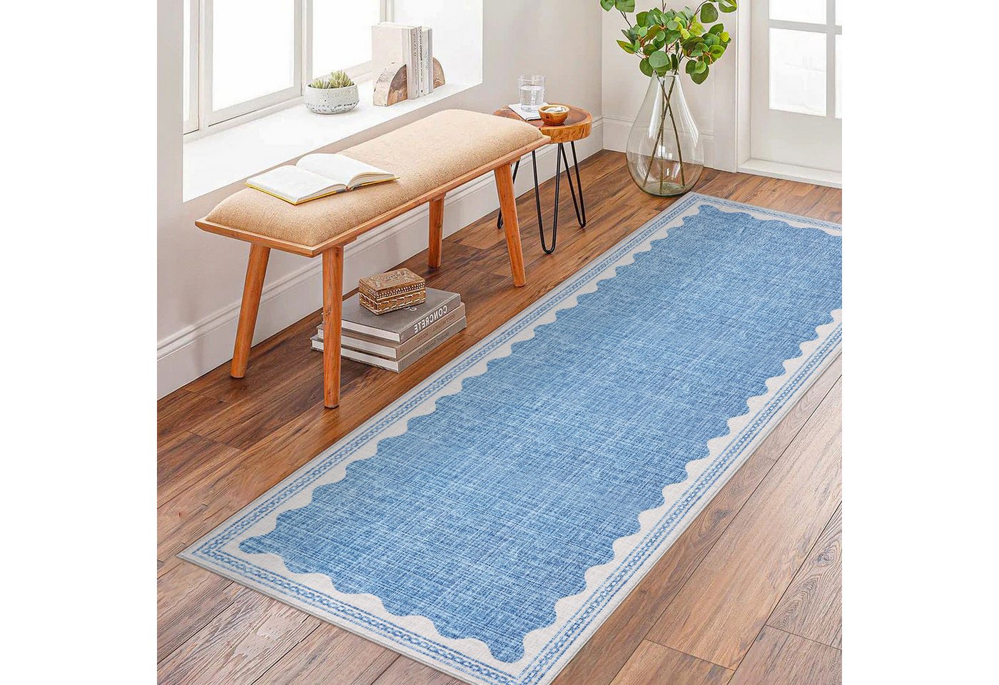 GarveeMore Teppich Doora, rechteckig, Höhe: 7 mm, mit besonders weichem Flor, Kurzflor, modern, wellenförmiger Bordüre GarveeMore Teppich Doora, rechteckig, Höhe: 7 mm, mit besonders weichem Flor, Kurzflor, modern, wellenförmiger Bordüre von GarveeMore