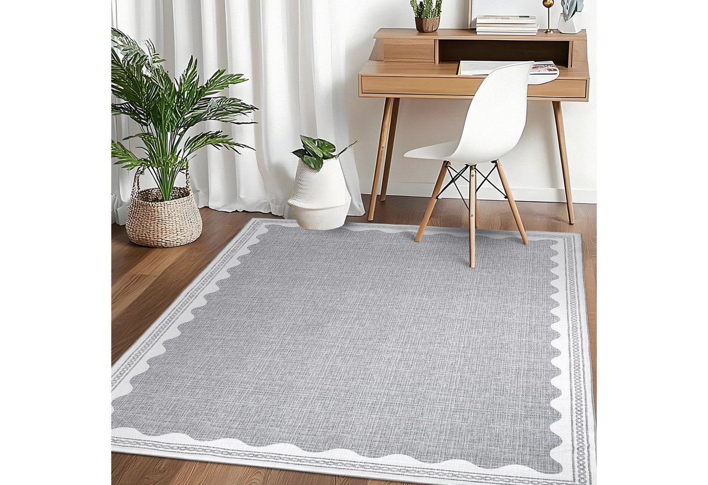 GarveeMore Teppich Doora, rechteckig, Höhe: 7 mm, mit besonders weichem Flor, Kurzflor, modern, wellenförmiger Bordüre GarveeMore Teppich Doora, rechteckig, Höhe: 7 mm, mit besonders weichem Flor, Kurzflor, modern, wellenförmiger Bordüre von GarveeMore