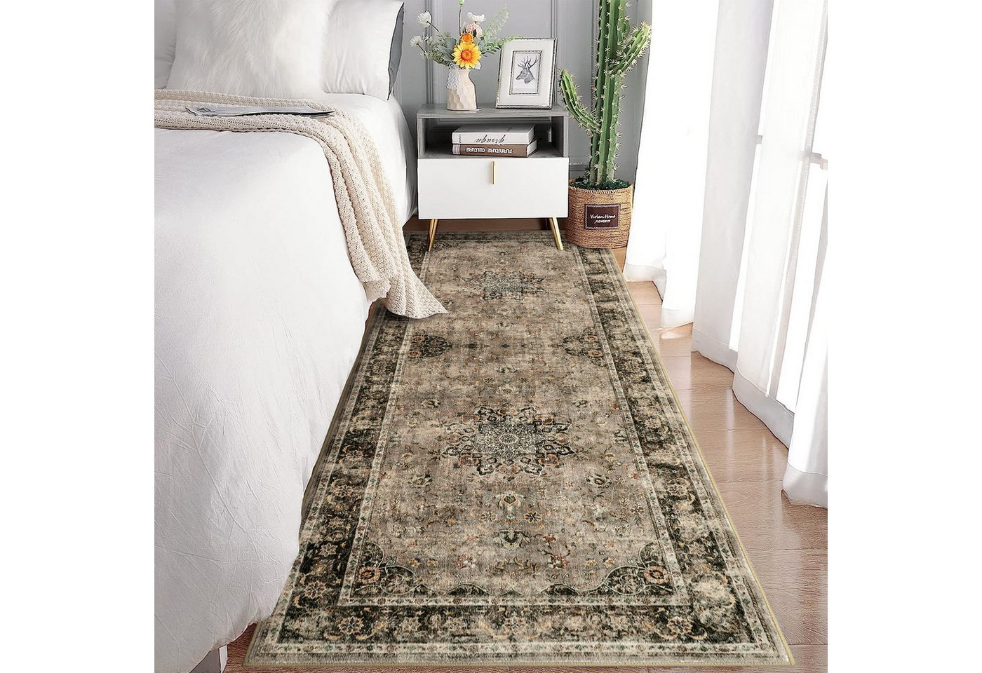 GarveeMore Teppich Teppich Wohnzimmer Waschbarer Vintage Teppich Schlafzimmer von GarveeMore
