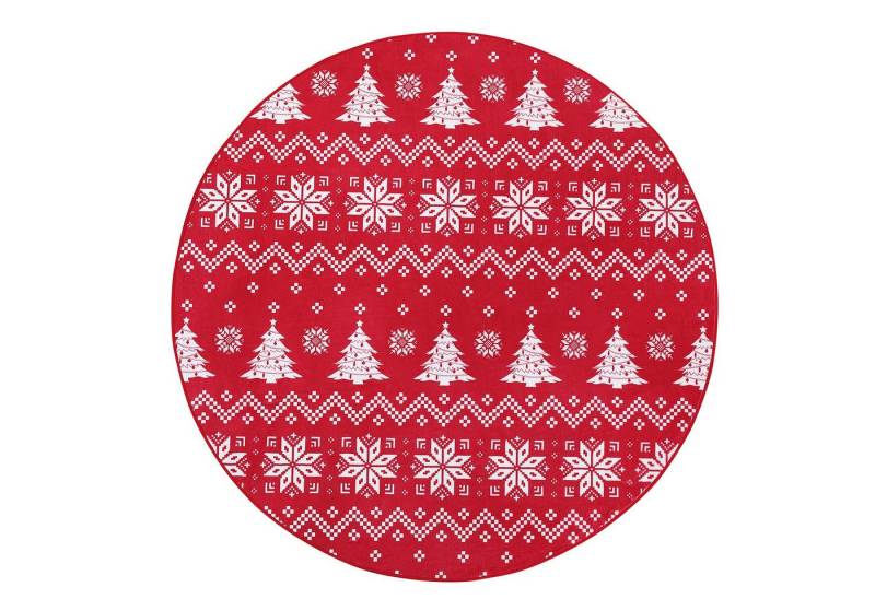 GarveeMore Teppich Weihnachtsteppich rot weiß Schneeflocke Bereich Teppich waschbarer GarveeMore Teppich Weihnachtsteppich rot weiß Schneeflocke Bereich Teppich waschbarer von GarveeMore