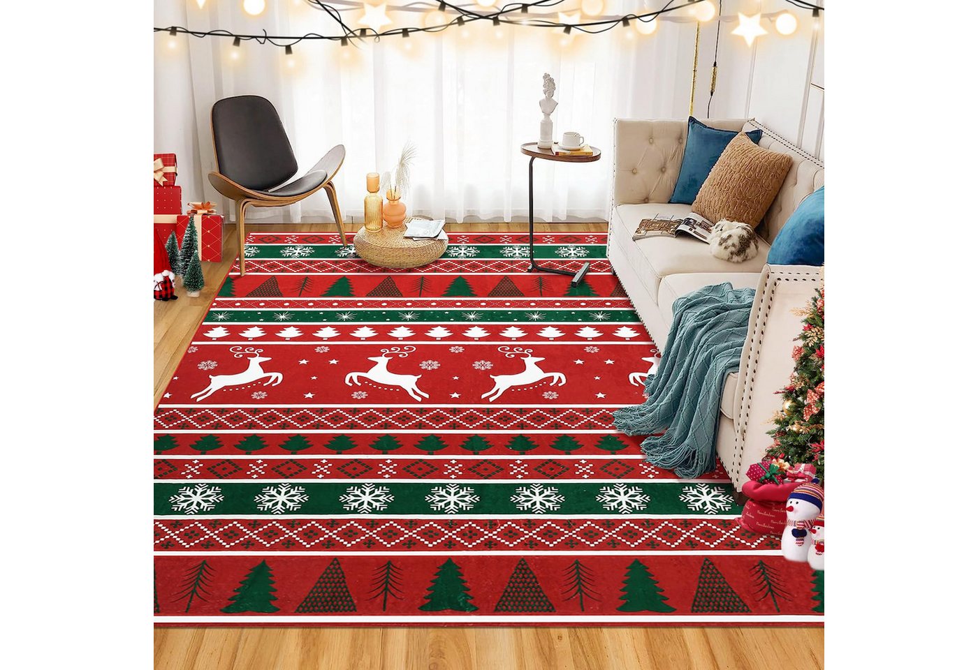 GarveeMore Teppich Weihnachtsteppich roter weicher rutschfester waschbarer Teppich GarveeMore Teppich Weihnachtsteppich roter weicher rutschfester waschbarer Teppich von GarveeMore
