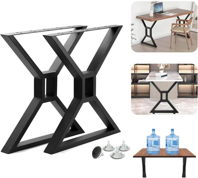 GarveeMore Tischbein 2x Tischbeine X Design aus pulverbeschichtetem Stahl, Möbelfüße 71x60 cm Metall Tischkufen von GarveeMore