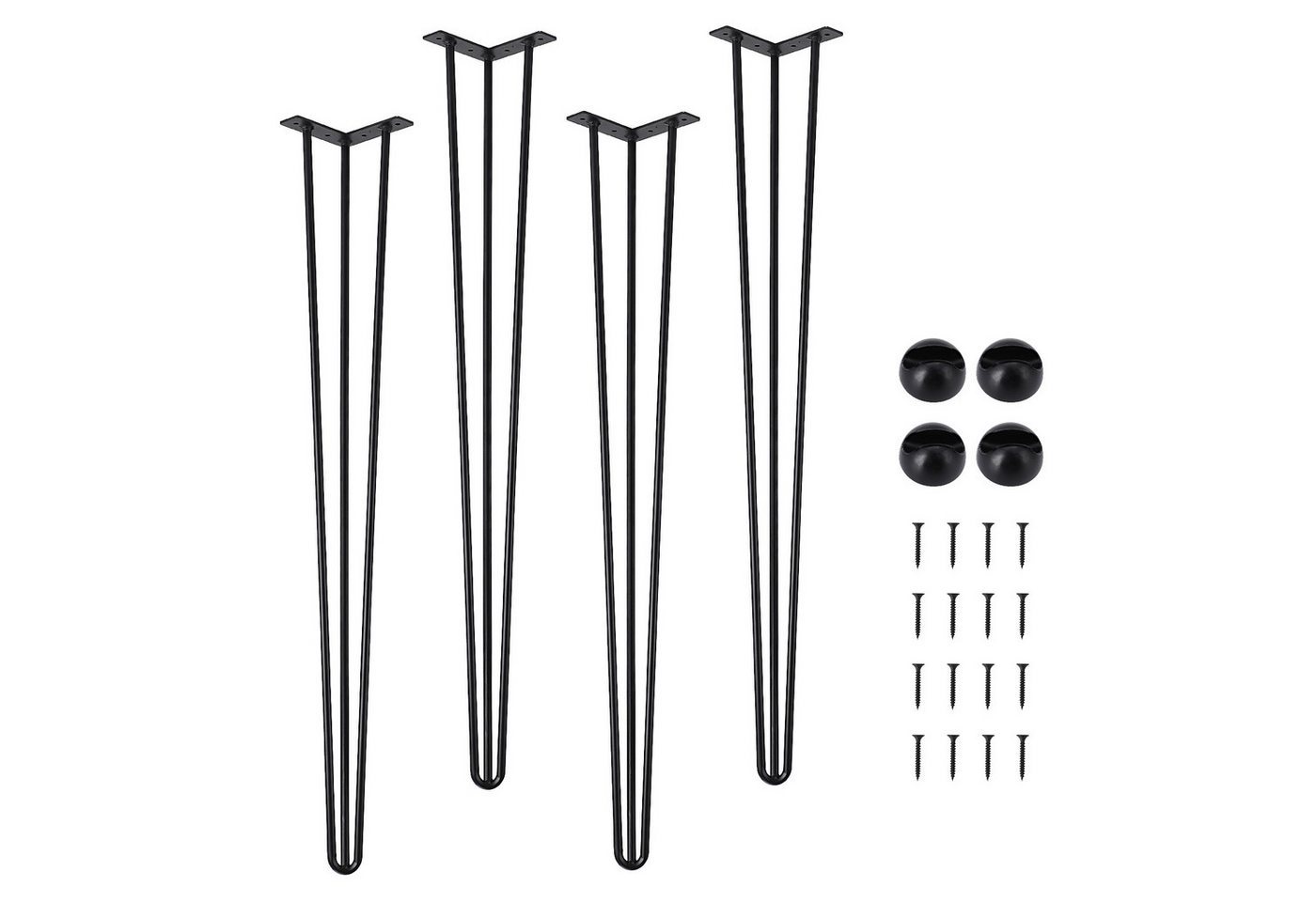 GarveeMore Tischbein Tischbein Hairpin 4er Set, Metall, aus Stahl, 3 Streben, DIY 86cm Haarnadelbeine für Tisch von GarveeMore