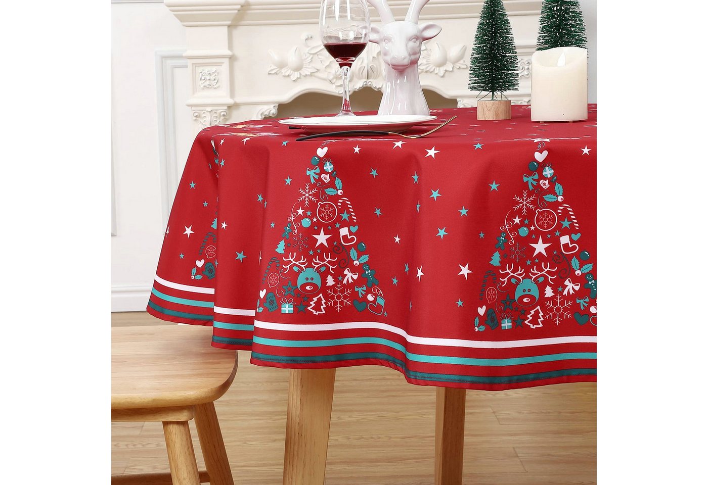 GarveeMore Tischdecke Runde Weihnachtstischdecke Weihnachtstischdecke für Tisch 60in von GarveeMore