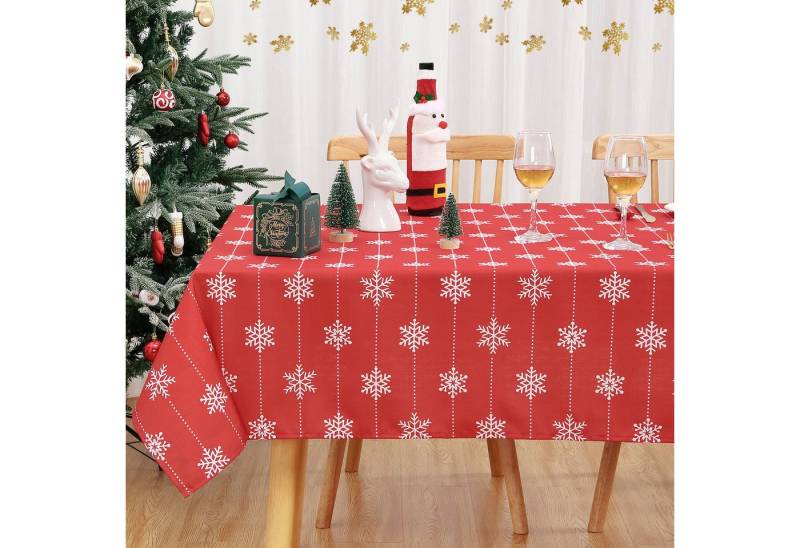 GarveeMore Tischdecke Waschbare Weihnachts-Tischdecke mit Schneeflockenlinienmuster GarveeMore Tischdecke Waschbare Weihnachts-Tischdecke mit Schneeflockenlinienmuster von GarveeMore