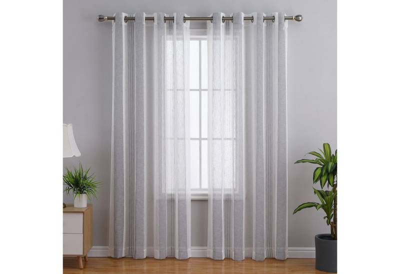 GarveeMore Vorhang Gardinen Gestreift Transparent Voile Vorhänge Wohnzimmer Modern 2er von GarveeMore