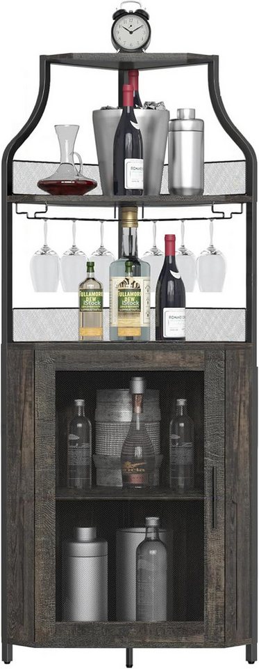 GarveeMore Weinschrank 5-stöckiges mit Glasständer und verstellbaren Regalen,47x32x154cm industrielles Barschrank mit Türen aus Metallgitter für Küche,Bar GarveeMore Weinschrank 5-stöckiges mit Glasständer und verstellbaren Regalen,47x32x154cm industrielles Barschrank mit Türen aus Metallgitter für Küche,Bar von GarveeMore