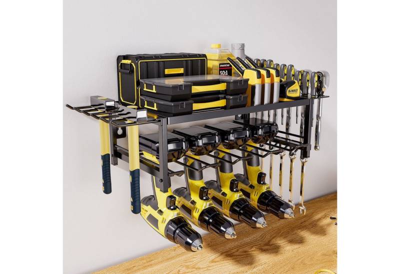 GarveeMore Werkzeughalter Power Tool Organizer Wandhalterung Garage Werkzeug Aufbewahrungsregal, 2/4 Lagen Metall Werkzeug Organizer für Garage Werkstatt von GarveeMore
