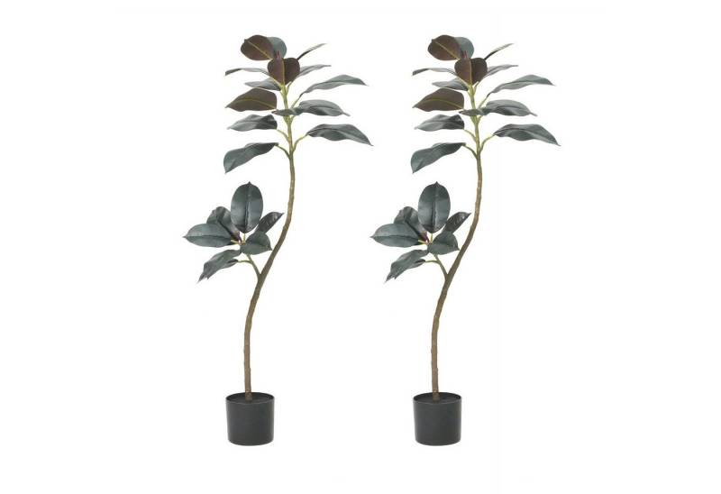 Künstliche Zimmerpflanze 2pcs Kunstkautschuk Baum Gummi mit glatten Blättern und Topf Faux Pfla, GarveeMore, Höhe 120 cm, 120/170cm Großer simulierter Gummibaum mit glatten Blättern,Dekor von GarveeMore
