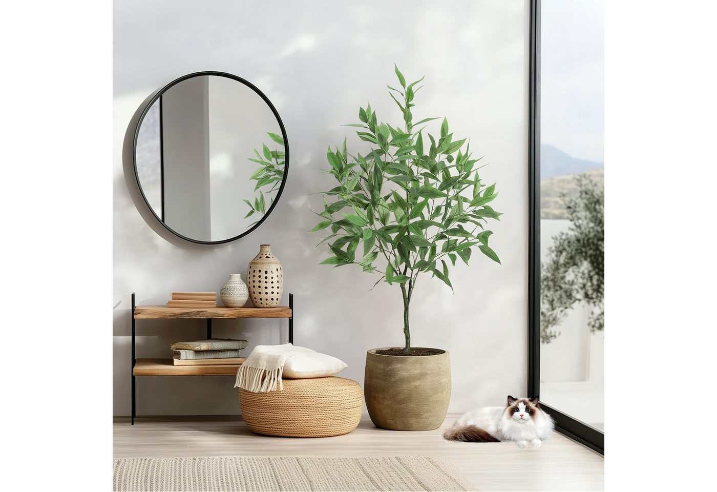 Kunstbaum 120cm Künstlicher Eukalyptusbaum im Modernen Topf, GarveeMore, Künstliches Grün, Naturholzstämme, Kunstmoos Kunstbaum 120cm Künstlicher Eukalyptusbaum im Modernen Topf, GarveeMore, Künstliches Grün, Naturholzstämme, Kunstmoos von GarveeMore