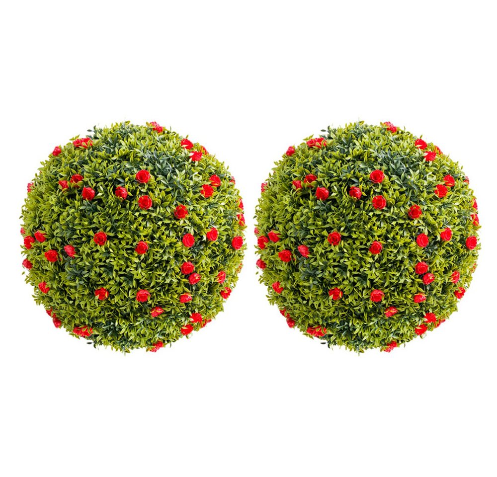 Kunstblume Künstliche Topiary Kugeln für zu Hause hängende Kugeln rote Blumen, GarveeMore von GarveeMore