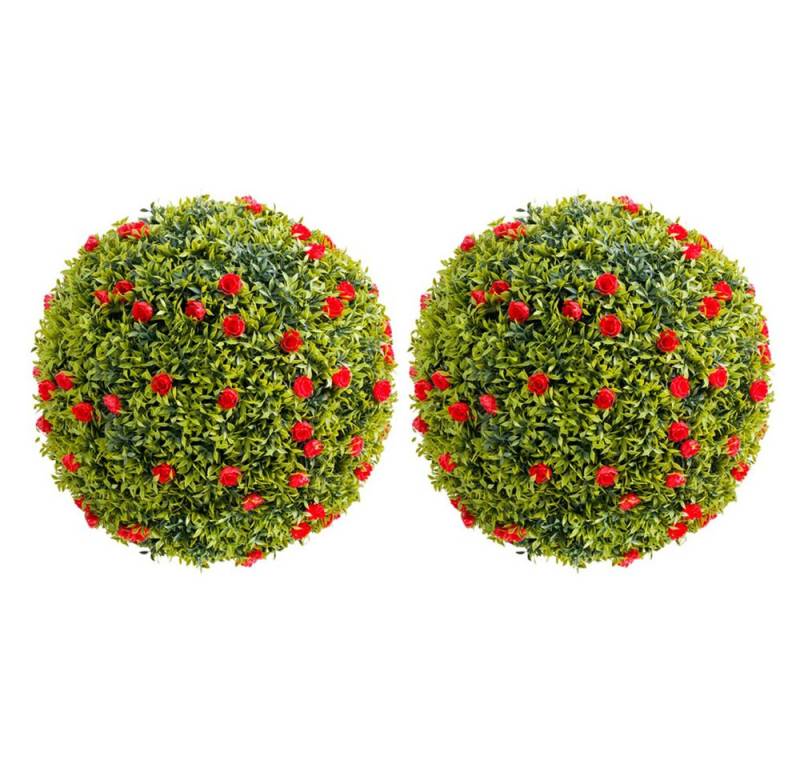 Kunstblume Künstliche Topiary Kugeln für zu Hause hängende Kugeln rote Blumen, GarveeMore von GarveeMore