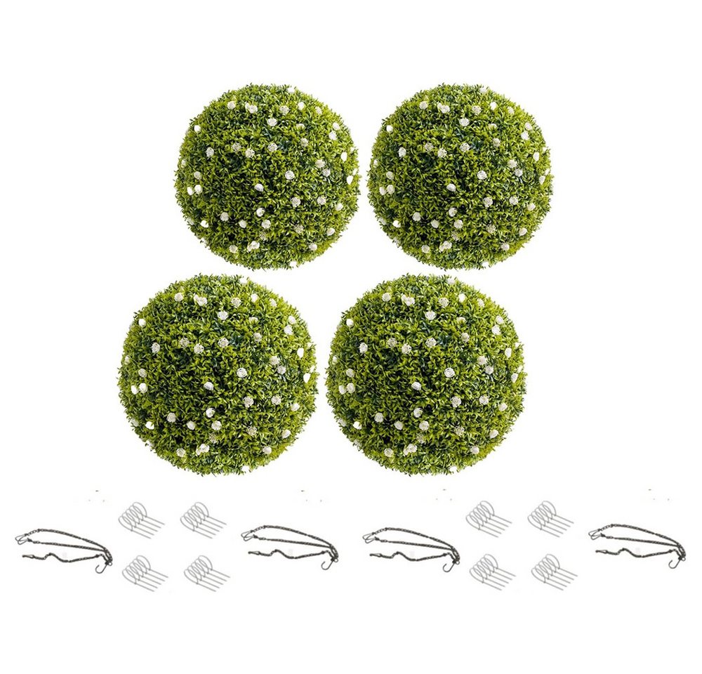 Kunstblume Künstliche Topiary Kugeln für zu Hause hängende Kugeln weiße Blumen, GarveeMore von GarveeMore