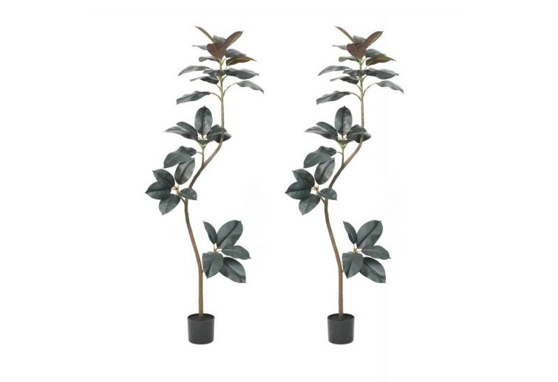 Kunstbonsai 2 Stück Kunstkautschukbaum mit glatten Blättern und Topf, GarveeMore, Höhe 170 cm von GarveeMore
