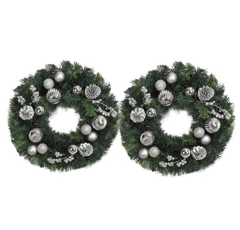 Kunstkranz 40cm Weihnachtskranz mit Weihnachtstürkranz mit verziertem Kranz, GarveeMore von GarveeMore