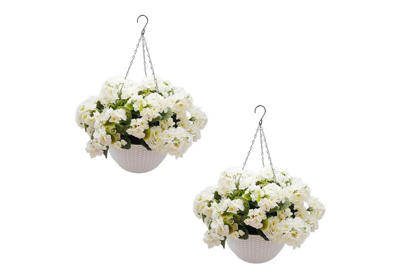 Kunstpflanze 2 Satz künstliche Außengeranien Blumen mit weißem Korb, GarveeMore Kunstpflanze 2 Satz künstliche Außengeranien Blumen mit weißem Korb, GarveeMore von GarveeMore