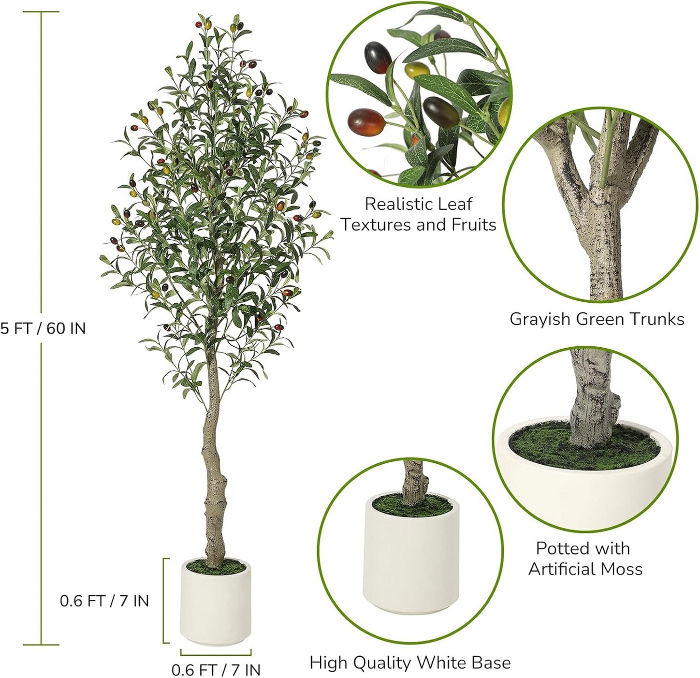 Kunstpflanze Künstliche Olivenbaum Pflanzen im Weiß Topf für,Home,Wohnzimmer, GarveeMore Kunstpflanze Künstliche Olivenbaum Pflanzen im Weiß Topf für,Home,Wohnzimmer, GarveeMore von GarveeMore