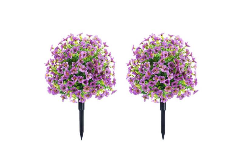 Kunstpflanze Künstlicher Buchsbaum Kugelbaum mit Erdspieß 2er-Set Gartendekor, GarveeMore von GarveeMore