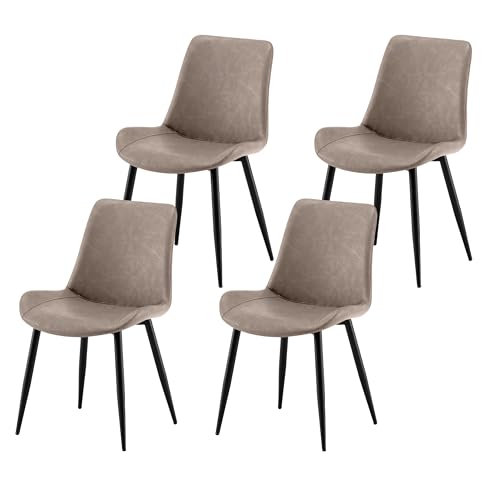 Garvis Esszimmerstühle 4er Set Polsterstühle mit Sitzkissen künstlicher Stoff Küchenstuhl Wohnzimmerstuhl Schminktisch Stuhl ergonomischer Stuhl (Creme) von Garvishk