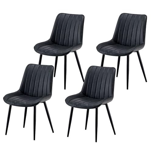 Garvis Esszimmerstühle 4er Set Polsterstühle mit Sitzkissen künstlicher Stoff Küchenstuhl Wohnzimmerstuhl Schminktisch Stuhl ergonomischer Stuhl (Dunkelgrau) von Garvishk