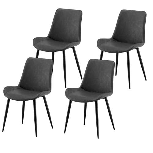 Garvis Esszimmerstühle 4er Set Polsterstühle mit Sitzkissen künstlicher Stoff Küchenstuhl Wohnzimmerstuhl Schminktisch Stuhl ergonomischer Stuhl (Grau) von Garvishk