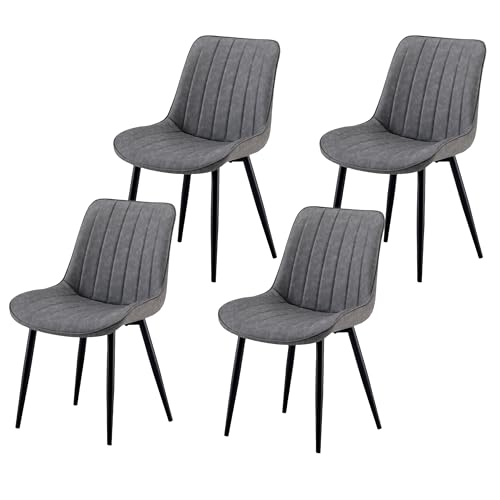 Garvis Esszimmerstühle 4er Set Polsterstühle mit Sitzkissen künstlicher Stoff Küchenstuhl Wohnzimmerstuhl Schminktisch Stuhl ergonomischer Stuhl (Grau) von Garvishk