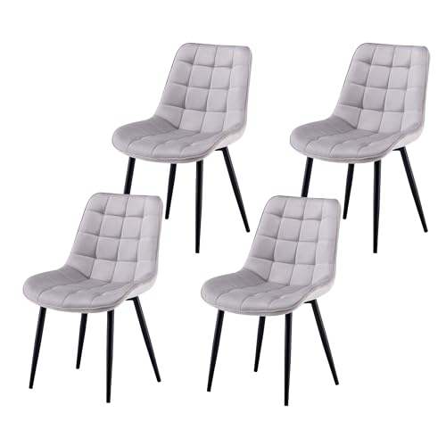 Garvis Moderner Esszimmerstuhl mit Armlehne, Stuhl Set, Mischmaterial, Schwarz Metall, 4 Stück (Hellgrau) von Garvishk