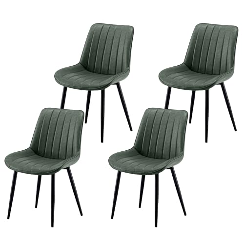 Garvis Esszimmerstühle 4er Set Polsterstühle mit Sitzkissen künstlicher Stoff Küchenstuhl Wohnzimmerstuhl Schminktisch Stuhl ergonomischer Stuhl (Oliv) von Garvishk
