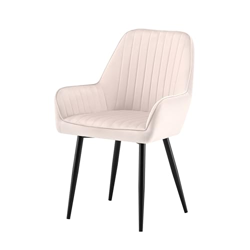 Garvis Moderner Esszimmerstuhl mit Armlehne, Stuhl Set, Mischmaterial, Schwarz Metall, 1 Stück (Creme) von Garvishk