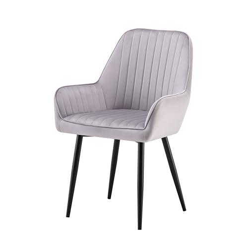 Garvis Moderner Esszimmerstuhl mit Armlehne, Stuhl Set, Mischmaterial, Schwarz Metall, 1 Stück (Grau) von Garvishk