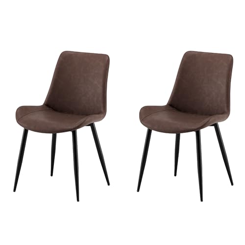 Garvis Esszimmerstühle 2er Set Polsterstühle mit Sitzkissen künstlicher Stoff Küchenstuhl Wohnzimmerstuhl Schminktisch Stuhl ergonomischer Stuhl (Dunkelbraun) von Garvishk