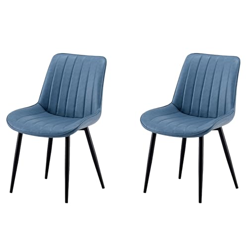 Garvis Esszimmerstühle 2er Set Polsterstühle mit Sitzkissen künstlicher Stoff Küchenstuhl Wohnzimmerstuhl Schminktisch Stuhl ergonomischer Stuhl (Himmelblau) von Garvishk