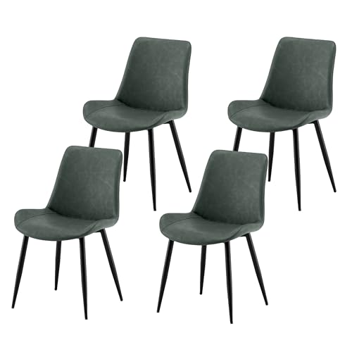 Garvis Esszimmerstühle 2er Set Polsterstühle mit Sitzkissen künstlicher Stoff Küchenstuhl Wohnzimmerstuhl Schminktisch Stuhl ergonomischer Stuhl (Oliv) von Garvishk