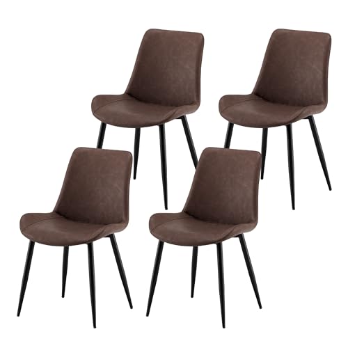 Garvis Esszimmerstühle 4er Set Polsterstühle mit Sitzkissen künstlicher Stoff Küchenstuhl Wohnzimmerstuhl Schminktisch Stuhl ergonomischer Stuhl (Dunkelbraun) von Garvishk