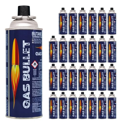 Gas Bullet ® 28 x Gaskartuschen 227g | Typ: Bajonett-Ventilkartusche | Ideal für Camping/Outdoorküchen/Notfälle von Gas Bullet