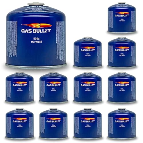 Gas Bullet Gaskartusche 500g passend für Gaskocher mit Schraubventil, (12) von Gas Bullet