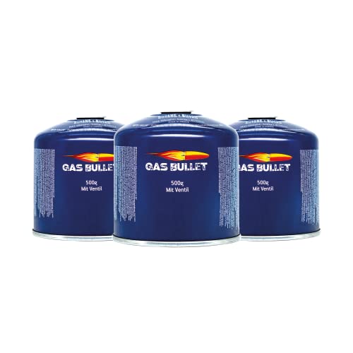 Gas Bullet Gaskartusche 500g passend für Gaskocher mit Schraubventil, (3) von Gas Bullet