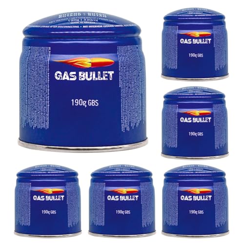 Gas Bullet ® Gaskartusche 190g passend für Gaskocher mit Stechkartuschen (6) von Gas Bullet