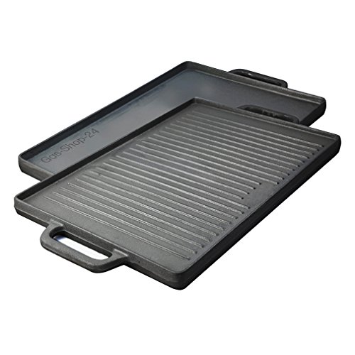 35 x 50 cm Grillplatte aus Gusseisen mit massiven Griffen (geeignet für Gasgrill, Backofen, Gasherd, Campingkocher, Gaskocher) -Gussgrillplatte von Gas-Shop-24